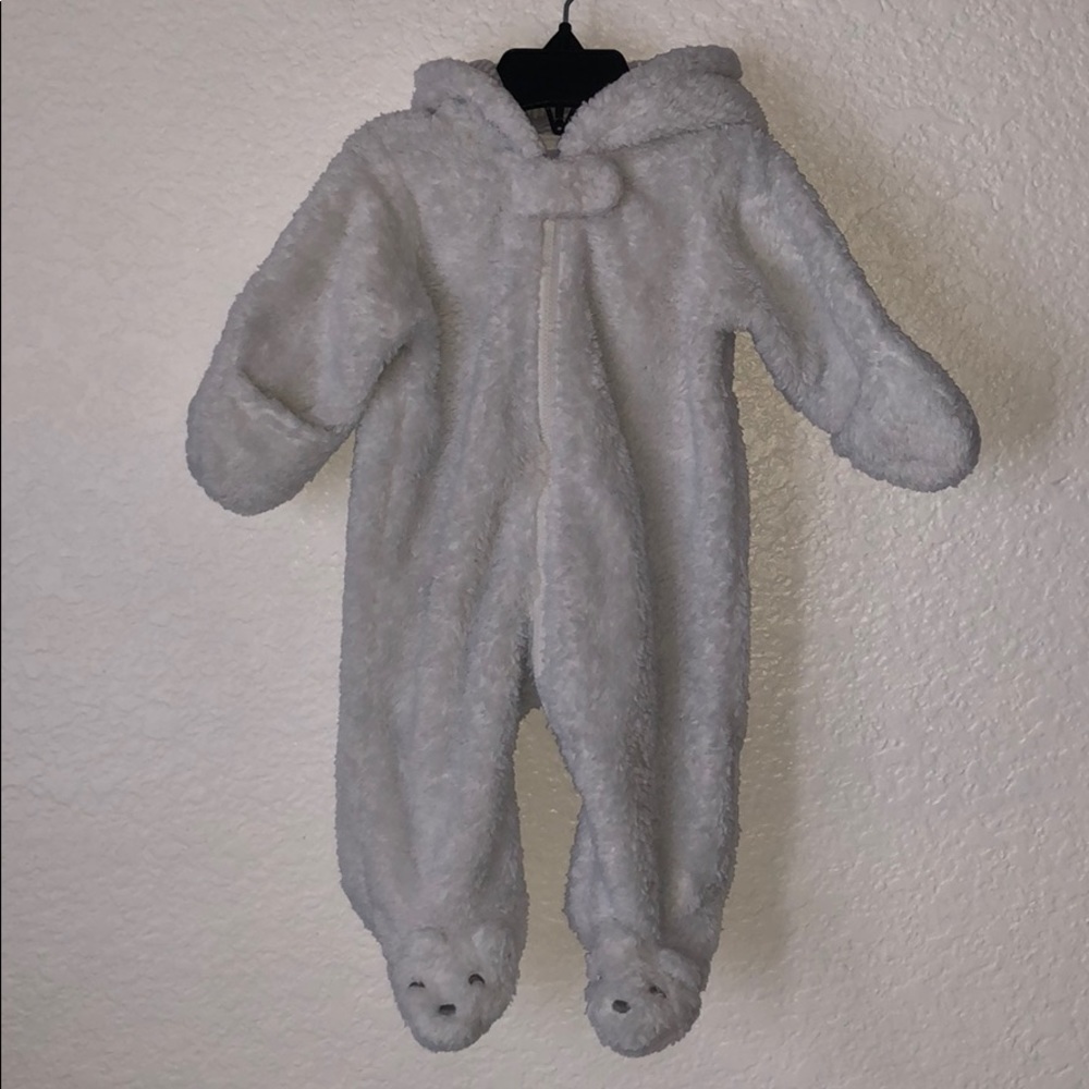 UNISEX Polar Bear Pram/Footie with Hoodie